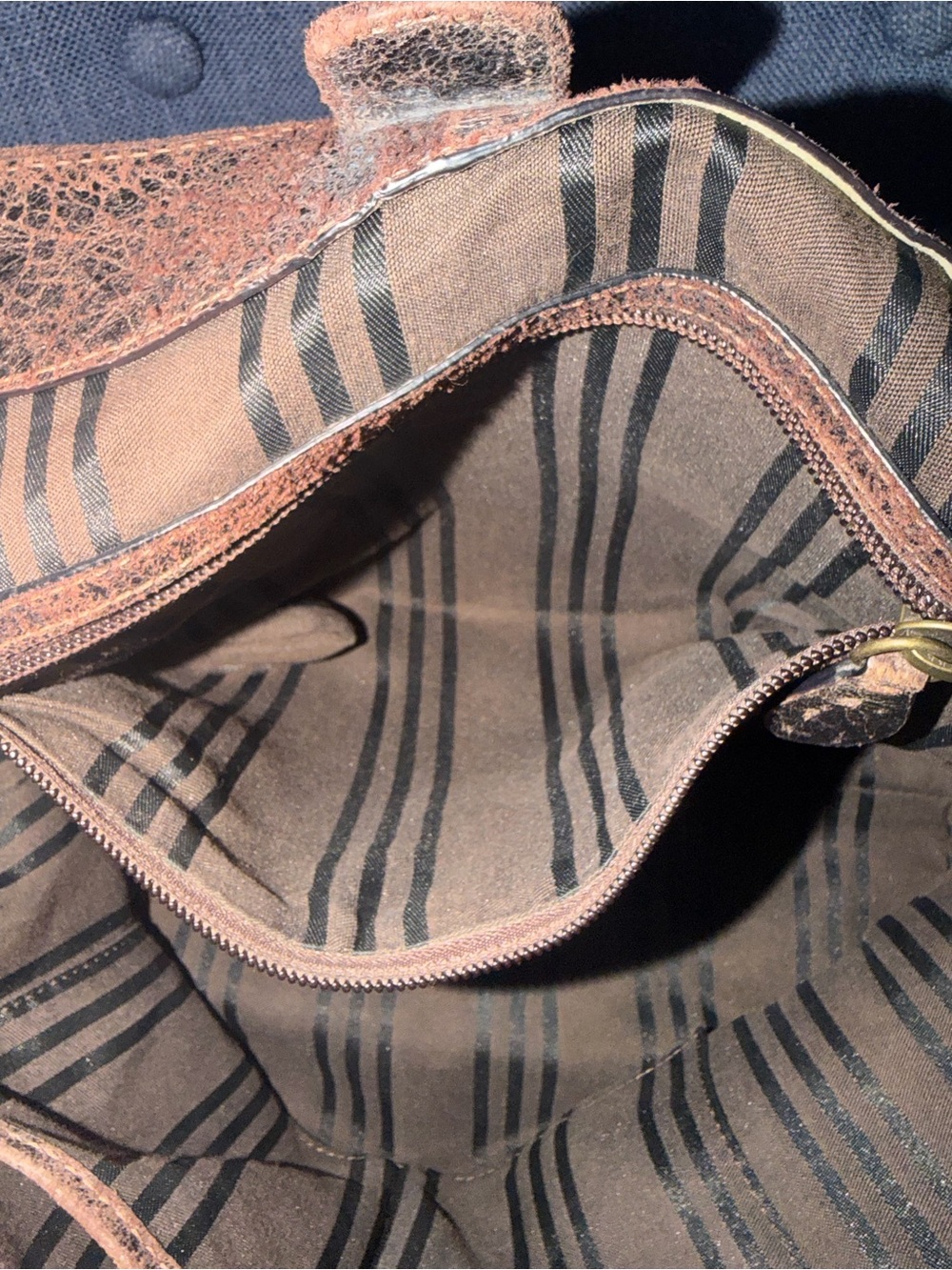Frye Deborah Studded Distressed Brown Leather Shoulder Bag - Picture 10 of 13